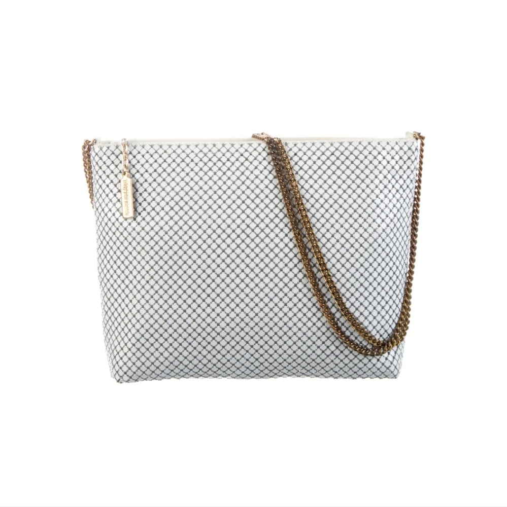 whiting and davis white mesh purse